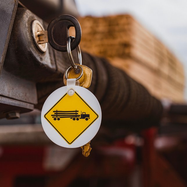 Logging Trucks Road Sign Key Ring (Creator Uploaded)