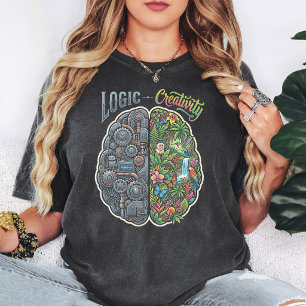 Logic Vs Creativity Brain Design T-Shirt