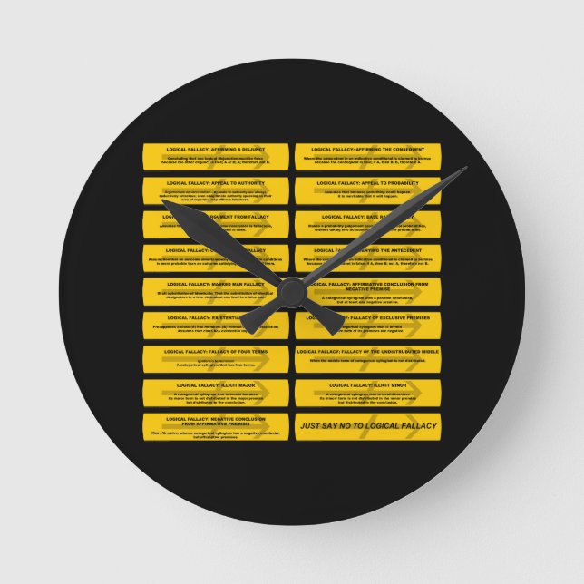 Logical Fallacies - Just Say No Round Clock (Front)