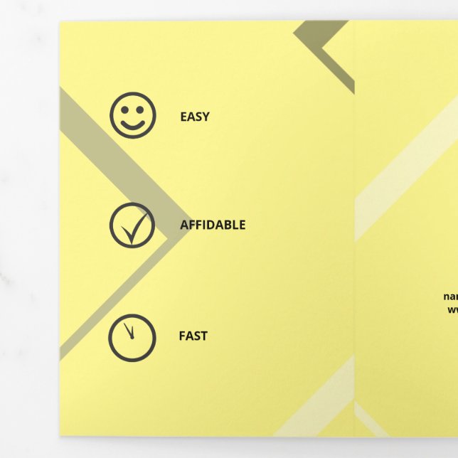 Logical Monochromatic Geometric Retro Angles Tri-Fold Card (Flap)