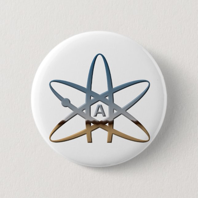 Logidea atheist atomic symbol 6 cm round badge (Front)