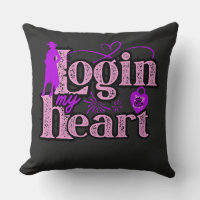 Login to my heart. Valentine's Day Throw Pillow