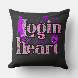 Login to my heart. Valentine's Day Throw Pillow