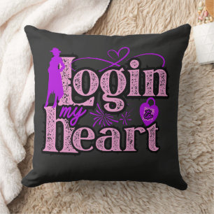 Login to my heart. Valentine's Day .Throw Pillow