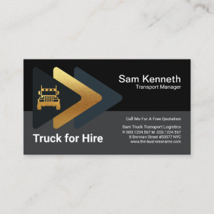Logistic Gold Arrow Retro Truck Transport Driver Business Card