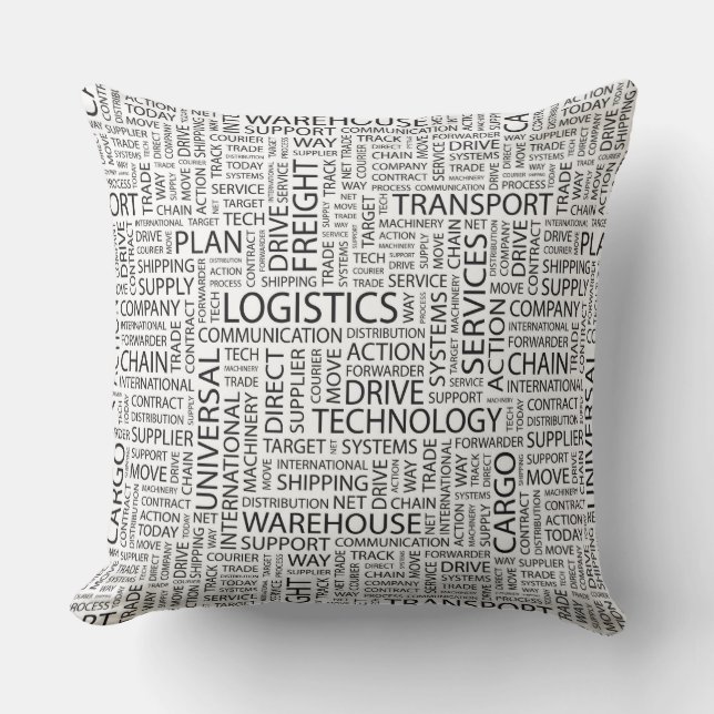 LOGISTICS pattern with words Cushion (Front)