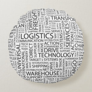 LOGISTICS pattern with words Round Cushion