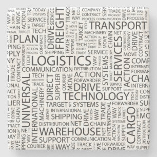 LOGISTICS pattern with words Stone Coaster
