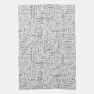 LOGISTICS pattern with words Tea Towel