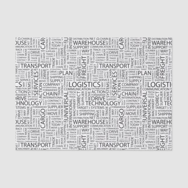 LOGISTICS pattern with words Tissue Paper (Front)