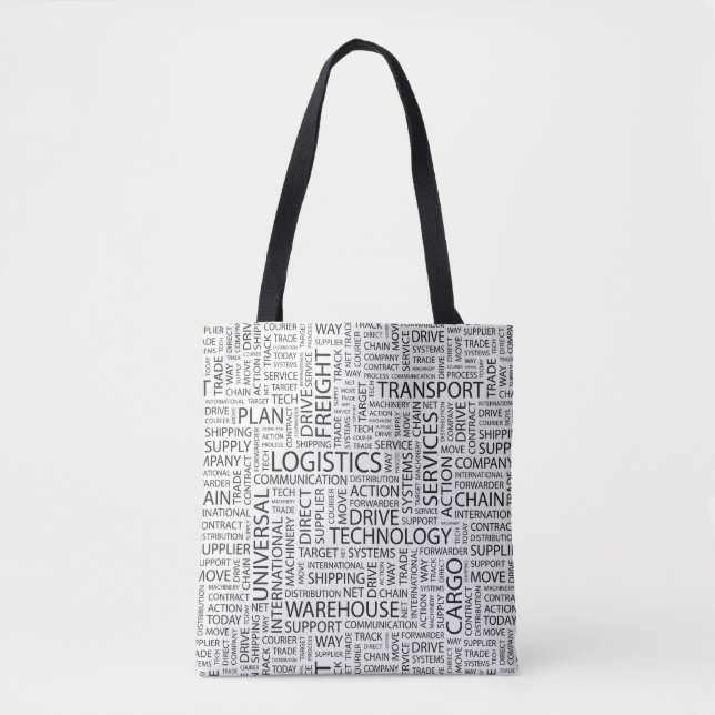 LOGISTICS pattern with words Tote Bag (Front)