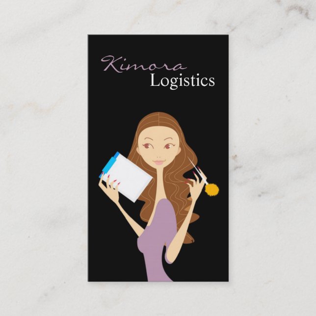 Logistics Survey Fashion Vector Girl Business Card (Front)