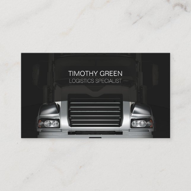 Logistics Transportation Services Truck Grill Business Card (Front)