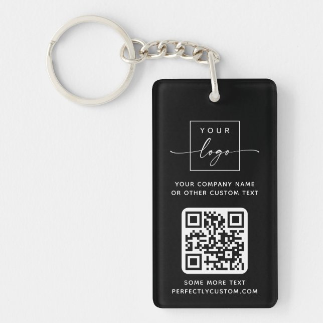 Logo 3 QR codes custom text black or any colour Key Ring (Front)