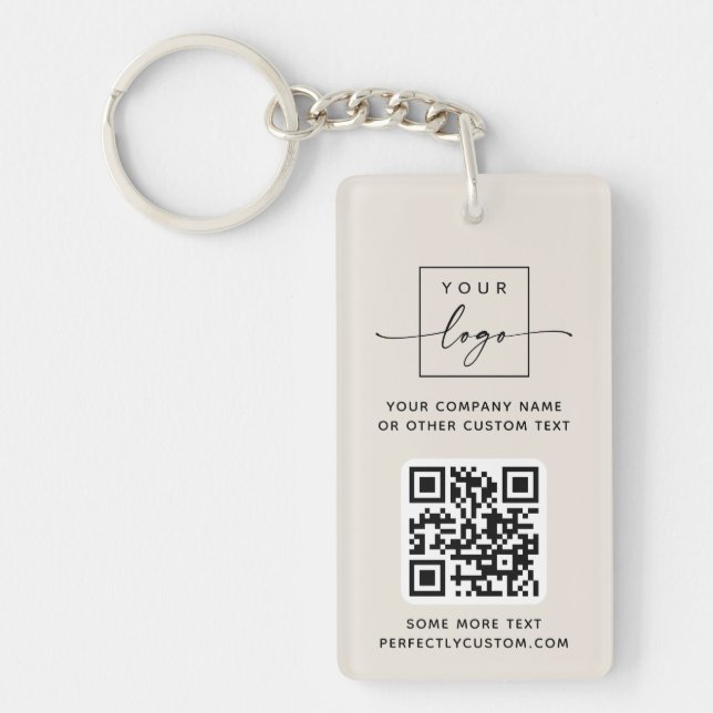 Logo 3 QR codes custom text ivory or any colour Key Ring (Front)