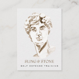 *~*  Logo 3 QR - Mythology DAVID AP45 Greek God Business Card