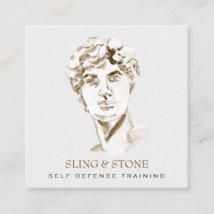 *~*  Logo 3 QR - Mythology DAVID Greek God AP45 Square Business Card