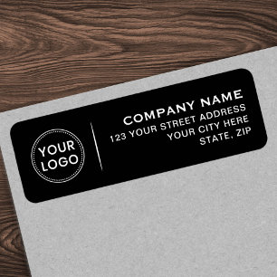 Logo 4 lines of text black business return address label