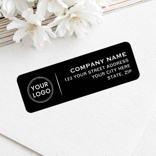Logo 4 lines of text black business return address label