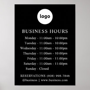 LOGO and Business Hours   Black   Poster Sign