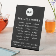 LOGO and Business Hours | Black | Standing Sign