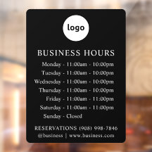 LOGO and Business Hours | Custom Decal Sign