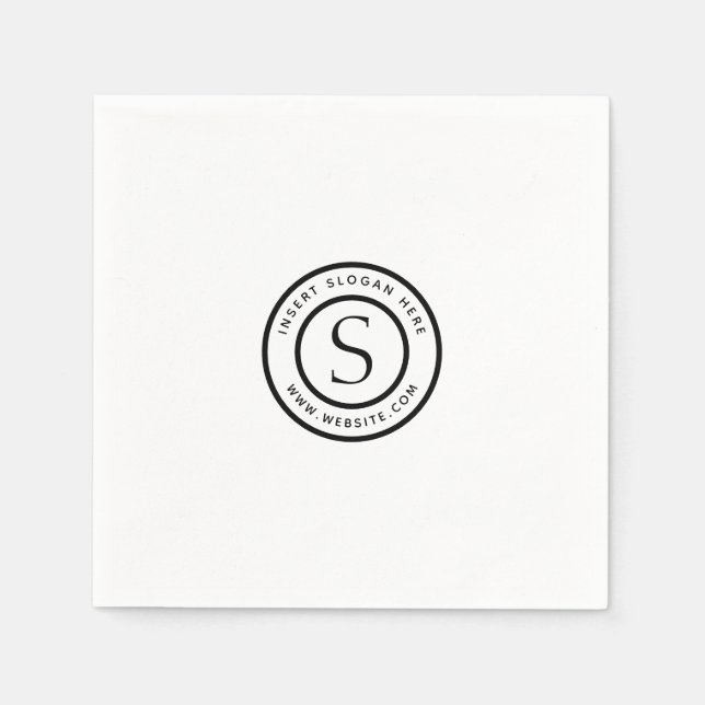 Logo and Company Black and White Napkin (Front)