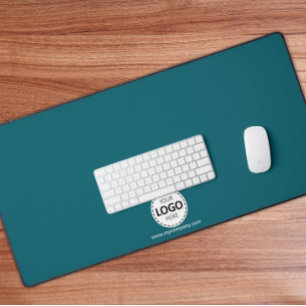 Logo and Company Details Custom Teal Desk Mat