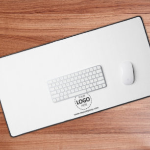 Logo and Company Details Custom White Desk Mat