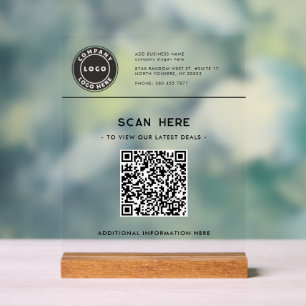 Logo and QR Code Modern Business Deals Website Acrylic Sign