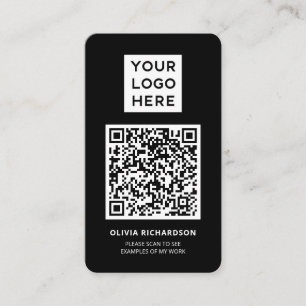 Logo and QR Code Simple Professional Black Business Card