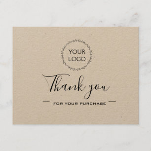 Logo and social media elegant kraft thank you card