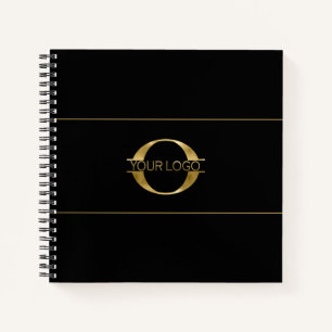 Logo and Social Media Icons Gold Foil/Bk Sq  ID810 Notebook