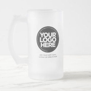 Logo and Text Frosted Glass Beer Mug