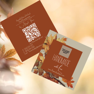 Logo Autumn   Fall Floral Handmade Crafting  Square Business Card