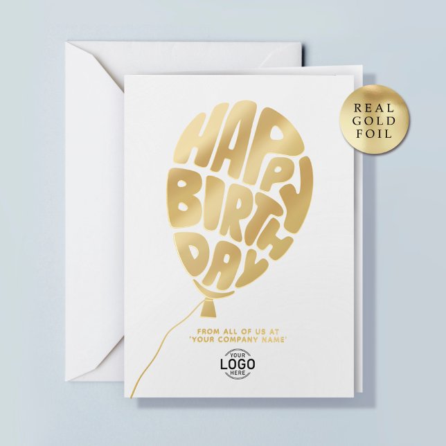 Logo Balloon White Business Foil Birthday Card (Creator Uploaded)