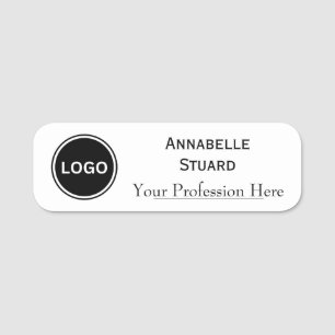 Logo Basic White Elegant Modern Name Tag