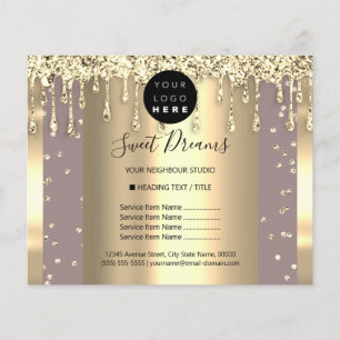 Logo Beauty Makeup Nails Price List Blush Gold Flyer