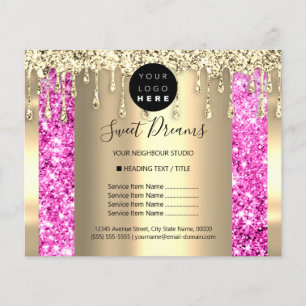 Logo Beauty Makeup Nails Price List Gold Pink Flyer
