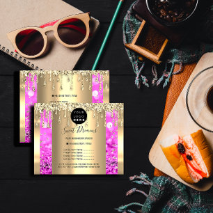 Logo Beauty Makeup Nails Price List Gold Pink Flyer