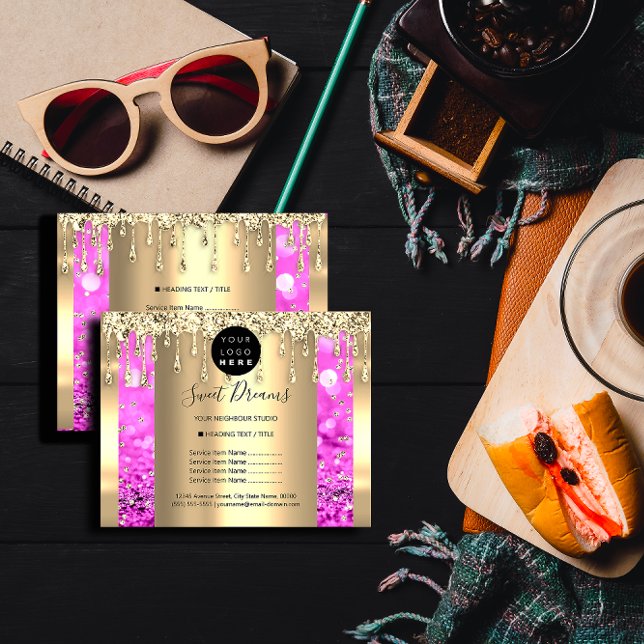 Logo Beauty Makeup Nails Price List Gold Pink Flyer (Logo Beauty Makeup Nails Price List Gold Pink Flyer)