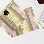 Logo Beauty Makeup Nails Price List Gold Pink Flyer<br><div class="desc">florenceK luxury beauty salon collection</div>