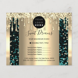 Logo Beauty Makeup Nails Price List Gold Teal Flyer