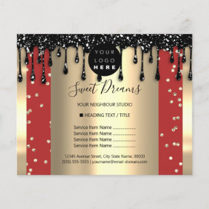 Logo Beauty Makeup Nails Price List Red Black  Flyer