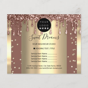 Logo Beauty Makeup Nails Price List Rose Drips Flyer