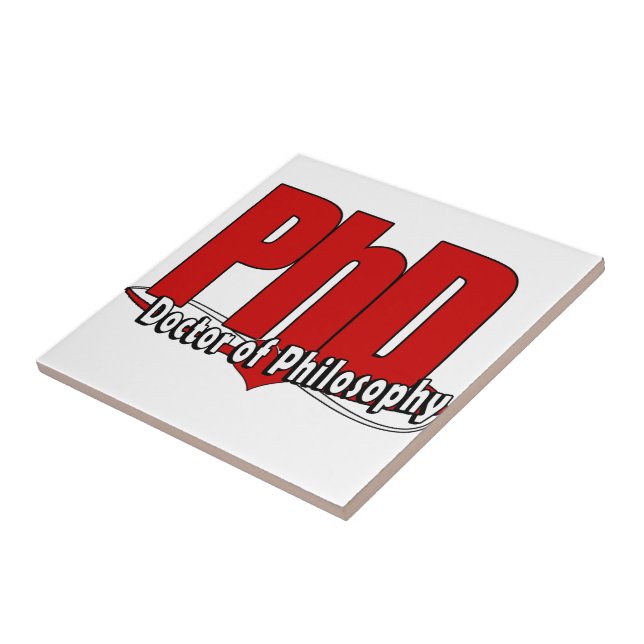 LOGO BIG RED PhD DOCTOR OF PHILOSOPHY Ceramic Tile (Side)