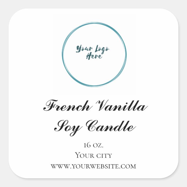 Logo Black and White Elegant Candle Labels (Front)