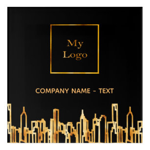 Logo black gold city skyline business real estate acrylic print