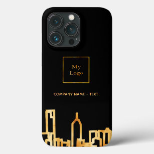 Logo black gold city skyline business real estate iPhone 13 pro case