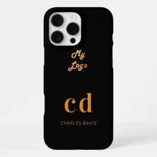 Logo black gold monogram initials business iPhone 16 pro max case